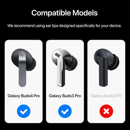 Premium Multi-Flange Eartips for Galaxy Buds3 Pro/Galaxy Buds4 Pro (Black, X-Small) – Always Fits, Never Slips