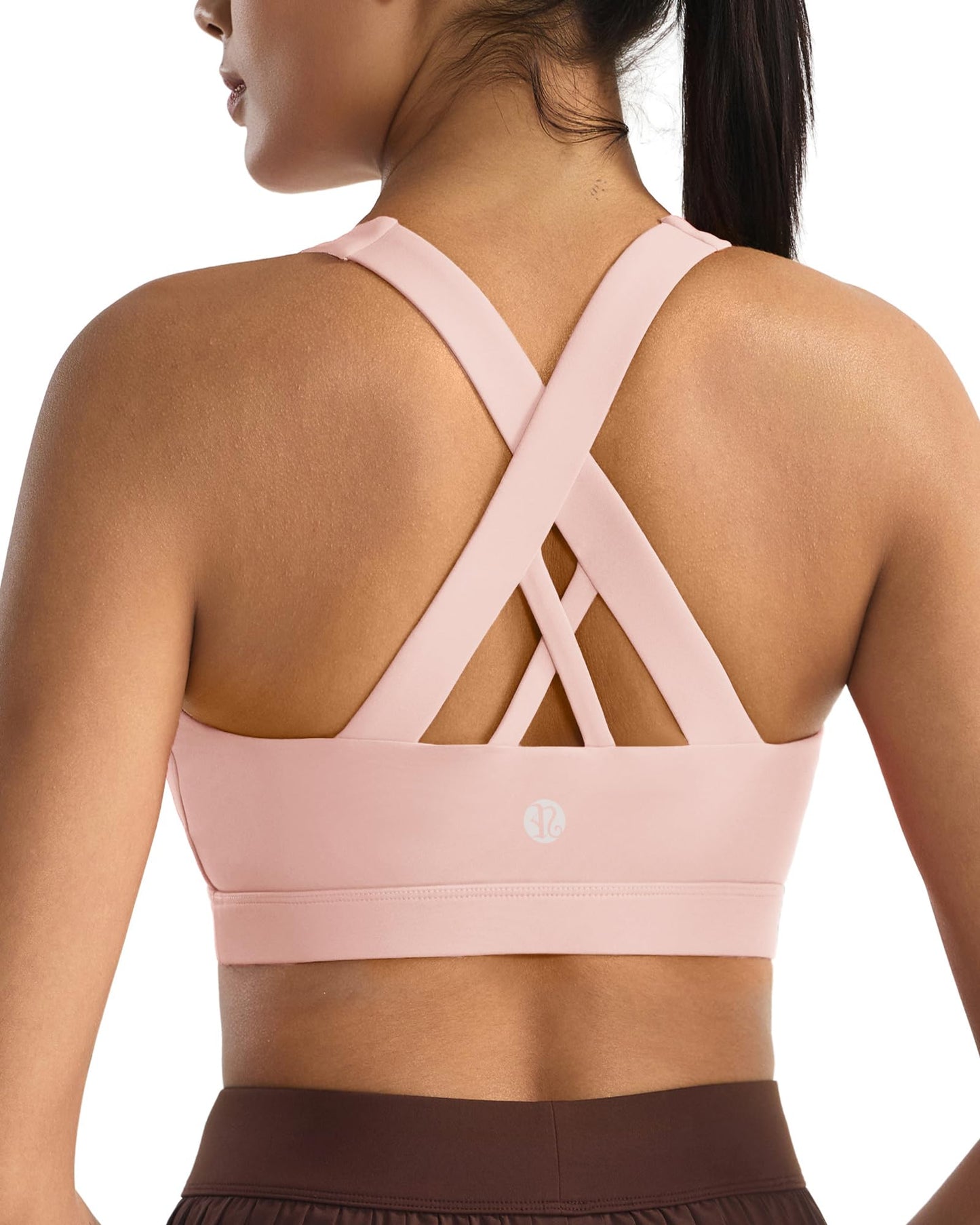 RUNNING GIRL Sports Bra for Women, Criss-Cross Back Padded Strappy Sports Bras Medium Support Yoga Bra with Removable Cups
