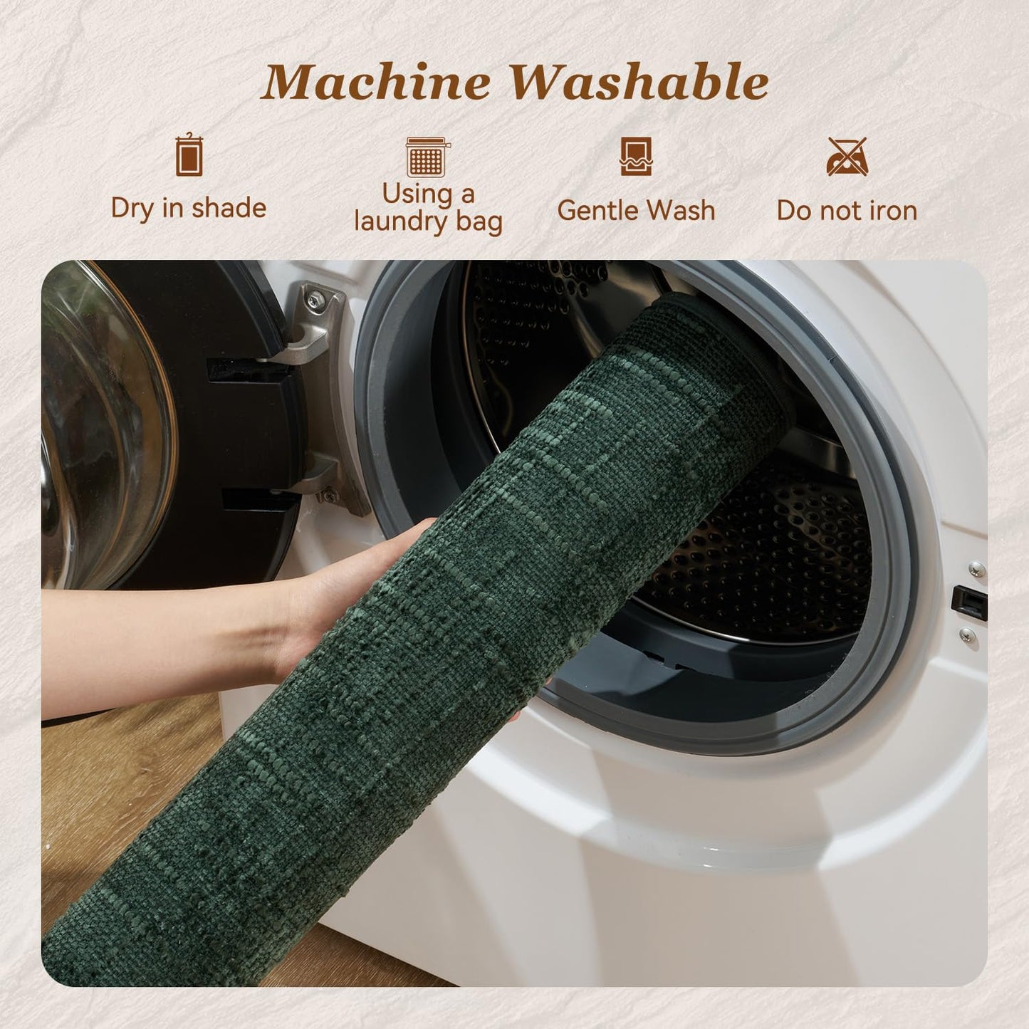 AMOAMI Bath Mat Non Slip Super Absorbent Quick Dry Bath Mats for Bathroom Floor Rubber Backing Washable Bathroom Rugs Modern Woven Jacquard Mat, Beside Tub Bath Rugs, 24" x 36", Green