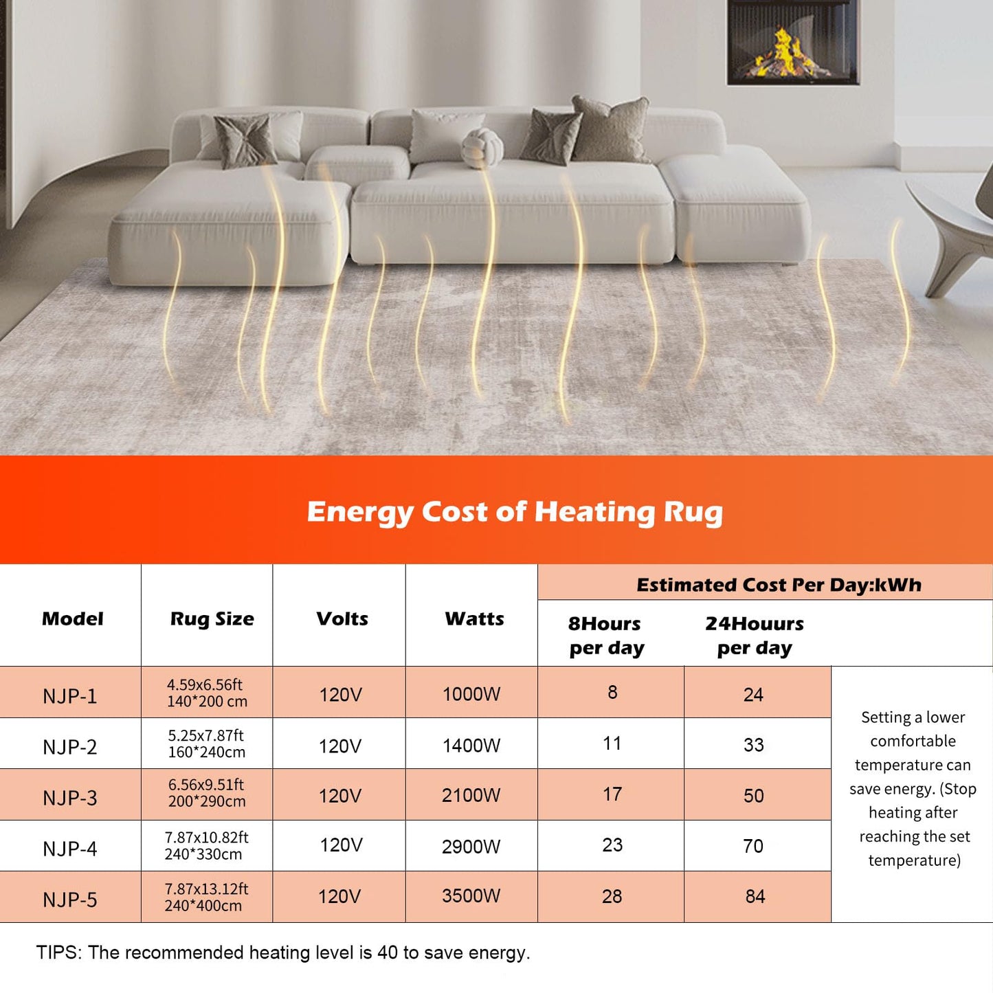 NujorWarm Graphene Electric Heating Carpet Soft Plush Heated Area Rug Heater Floor Mat with Timer Fast Warm Up for Home Office Study Playroom 120V 1000W 4.6x6.6Ft WS