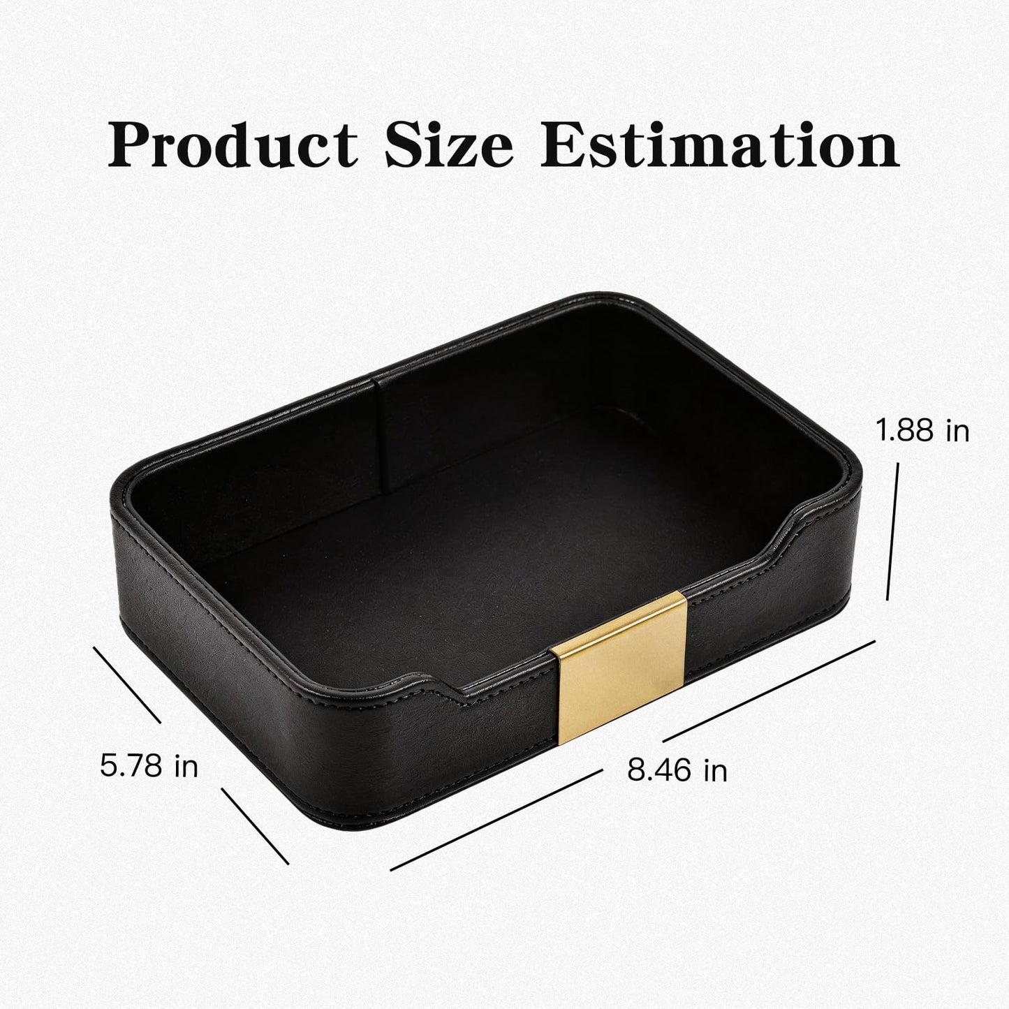 Black Leather Valet Tray - Multi-Use Nightstand Tray, Decorative Tray for Jewelry, Perfume, and Accessories Storage (Black)