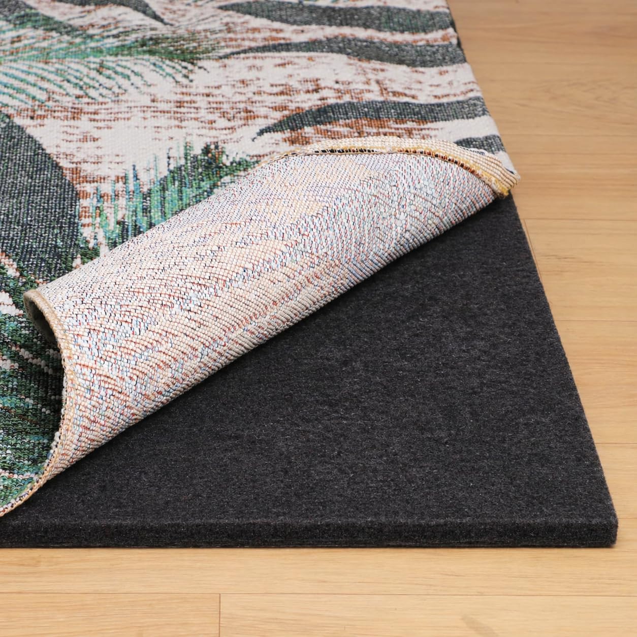 NENSIUM Rug Pad 4x6 Non Slip for Hardwood Floors, 1/4” Extra Thick Waterproof Felt Carpet Pad, Low Profile Underlay for Area Rugs, Safe for LVP & All Floor Finishes, Odorless & Soundproof