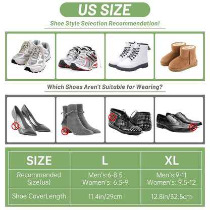 2 Pairs Shoe Covers for Rain with Storage Bag, Reusable Silicone waterproof shoe covers for Men & Women, Elastic Rain Shoe Covers for Rain, Mud, Outdoor, Garden - White (Large)