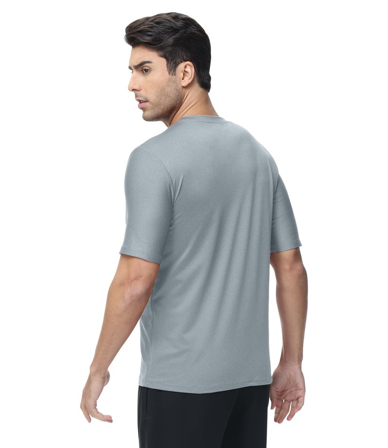 Kinglaman 6 Pack Mens Quick Dry Short Sleeve Shirts Moisture Wicking Sun Protection UV UPF SPF Workout T-Shirt 1 Black 1 Gray 1 Heather Gray 1 Blue 1 Red 1 Green Large