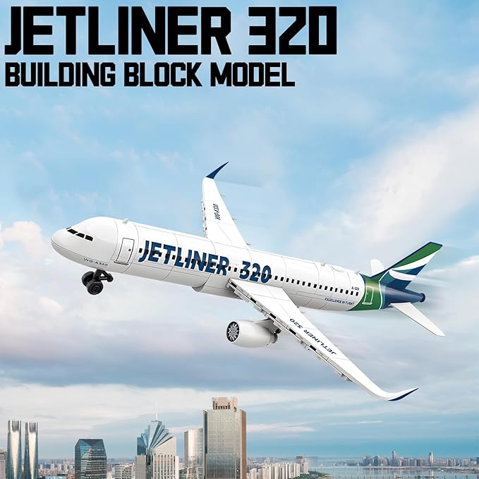 City Passenger Airplane Building Blocks Sets Airliner Building Kits A320 Airbus Model Toys Gift for Adults Kids Teens Aviation Enthusiast 129 PCS