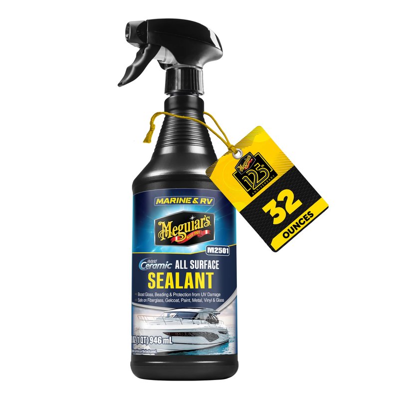 Meguiar's Marine & RV Hybrid Ceramic All Surface Sealant - Premium Fiberglass and Gel Coat Sealant that Boosts Gloss, Beading & Protection from UV Damage - Easy to Apply and Wipe Off – 32 Oz Spray