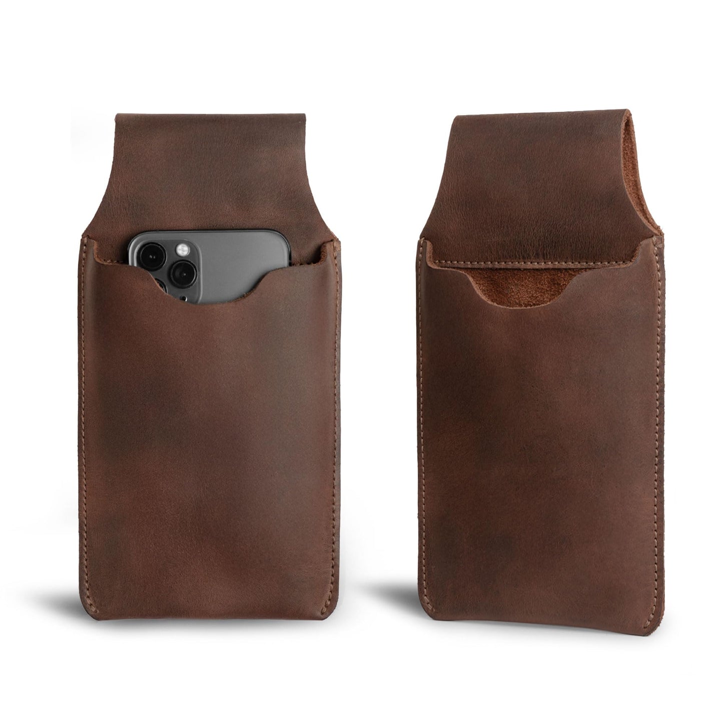 Hide & Drink, Waist Phone Holder Pouch, Accessory Bag, Soft Case for Work & Outdoors Essentials, Full Grain Leather Handmade, Bourbon Brown