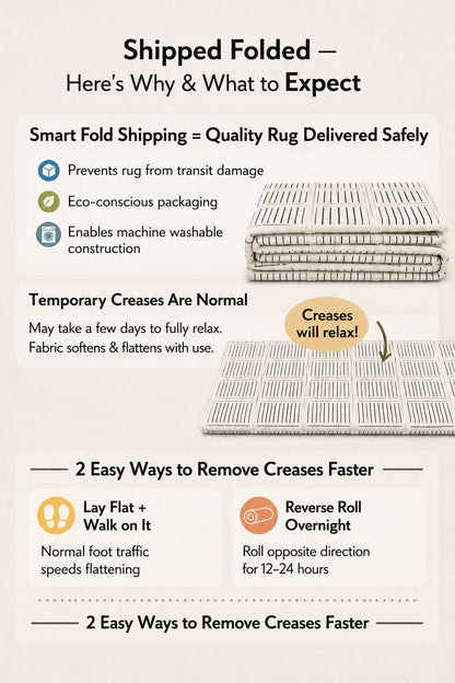Rugshop Bohemian Stripe Lines Washable Non Slip Area Rug 5' x 7' Ivory