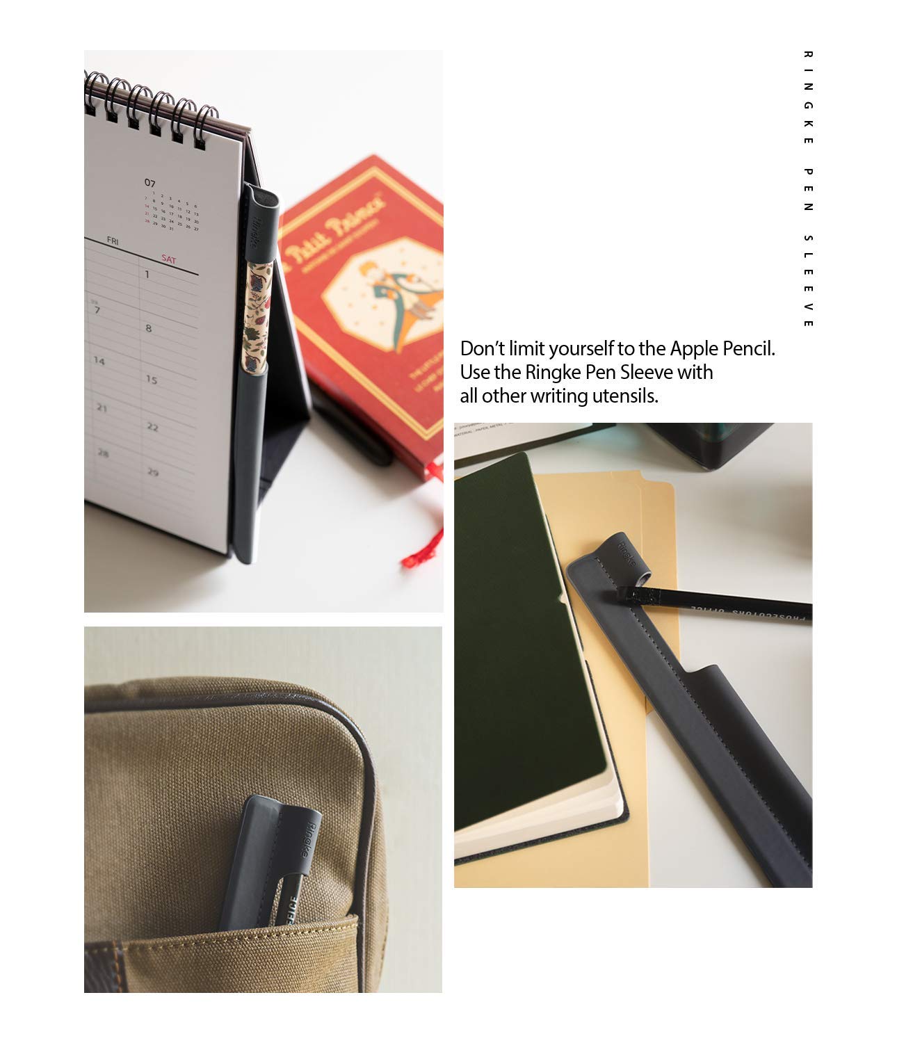 Ringke Pen Sleeve Charcoal Gray Designed for Apple Pencil, Journal, Tablets, and More