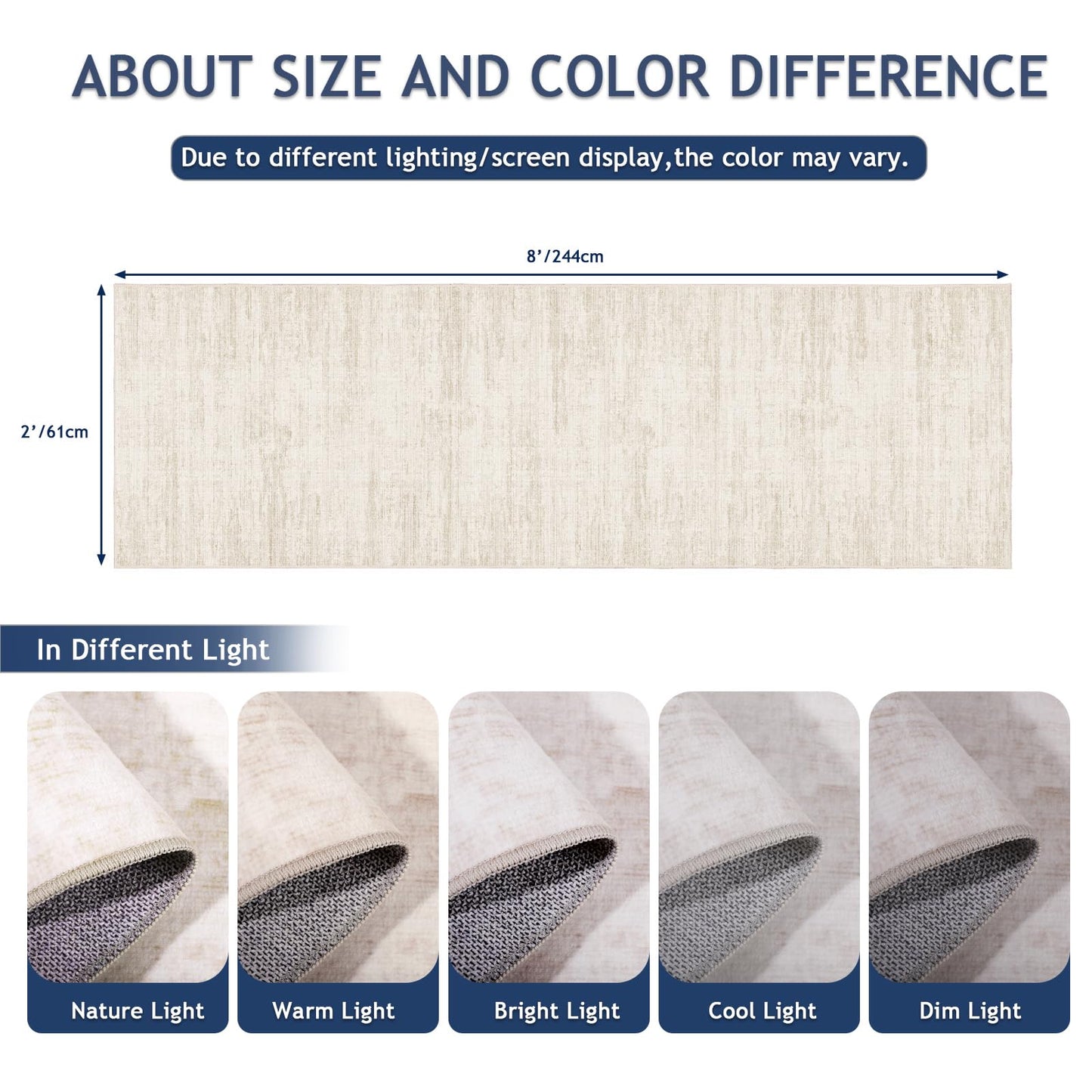 Runners for Hallways 2x8 Kitchen Runner Rugs，Modern Abstract Rug Runners for Entryway，Stain Resistant Washable Runner Rug Non-Slip 8ft Carpet Rug for Bedroom Living Laundry Room（Beige,2'x8'）