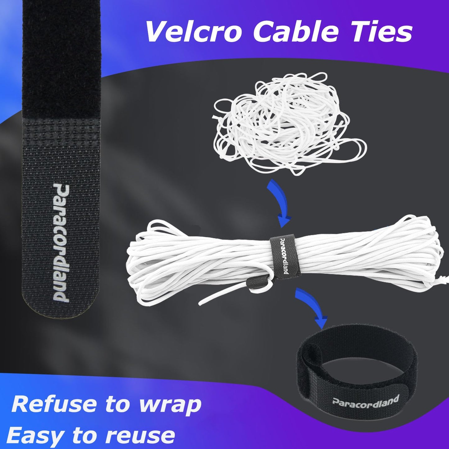 Paracordland-750LB Paracord Rope-100ft/500ft/1000ft- 9 Strand Parachute Spool Cord Heavy Duty String Ideal for Survival Gear Bracelet Camping Hikig Fishing-Black-500FT