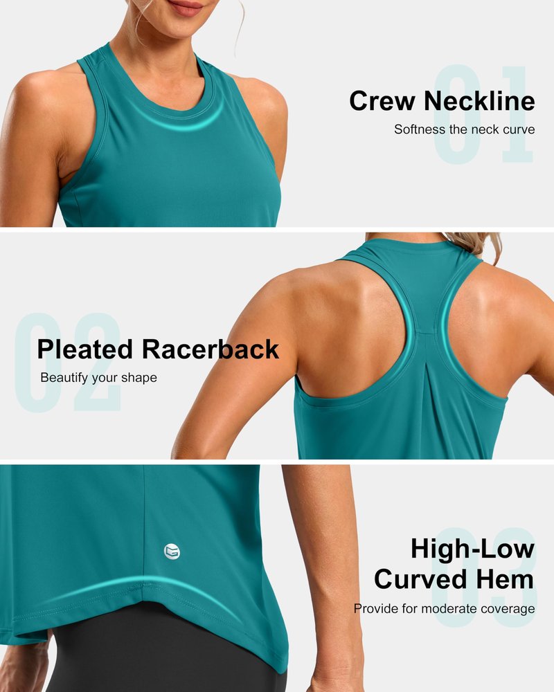 G Gradual Women's Workout Tank Tops Racerback Athletic Yoga Tops Loose Fit Sleeveless Running Gym Sports Shirts for Women(Teal,M)