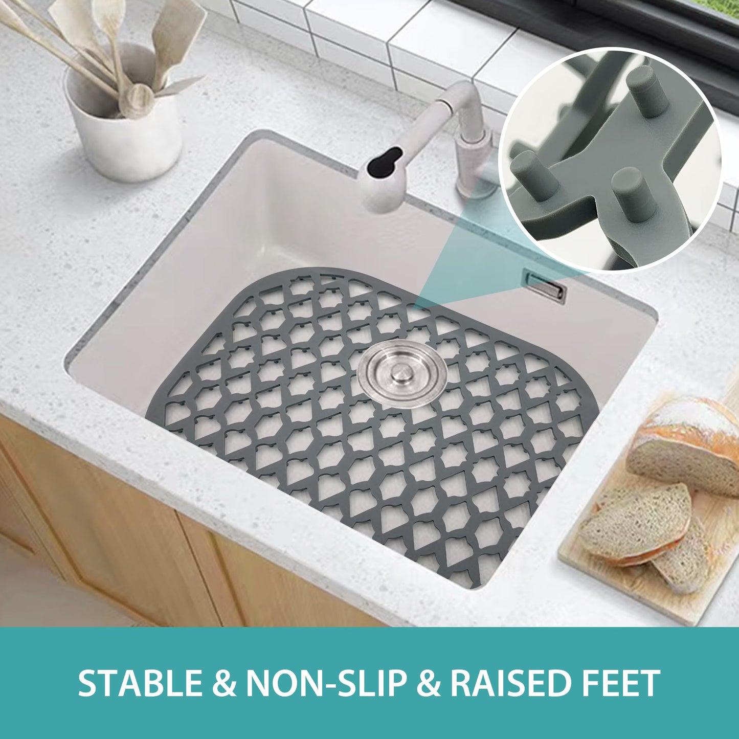 SAMSIER Silicone Sink Protectors Mats (13x11 & 14x12 & 16x12 & 18x16 & 19x14 & 21x16 & 22x13 & 25x16 & 26x14 & 28x14 & 30x16) for Bottom of Kitchen Sink (13”x11”)