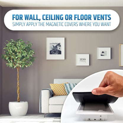 Powerful Magnetic Vent Covers (2-Pack) that Will Never Fall Off (Upgraded Design) - for Sealing Floor/Wall/Ceiling Registers of Width 11.25" to 12", Length 11.25" to 12" | Vent Not Included | White