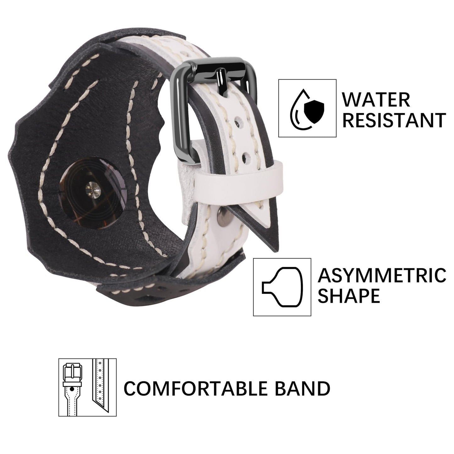 VIQIV Leather Bands Compatible with Apple Watch Band for Men 40mm 38mm 41mm 42mm(Series 10) Iwatch Series SE/SE2/10/9/8/7/6/5/4/3 Women, Wide Gothic Steampunk Rugged Sport Smart Watch Replacement Straps