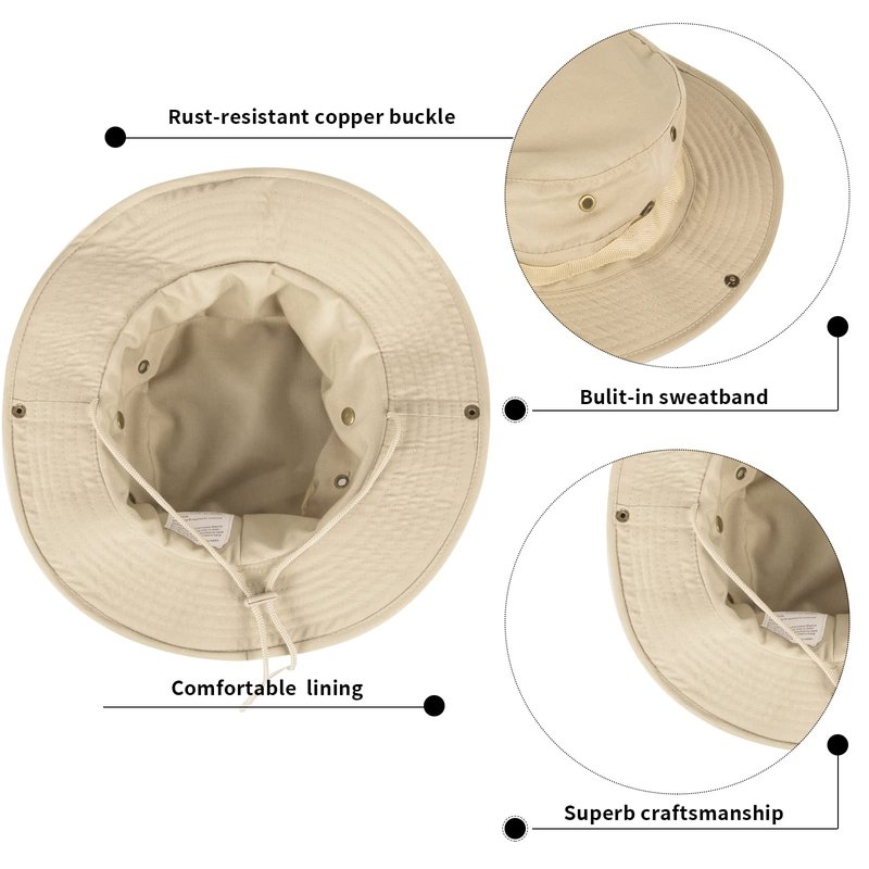Sun Hats for Men Women Bucket Hat UPF 50+ Boonie Hat Foldable UV Protection Hiking Beach Fishing Summer Safari(2pack-Beige+Gray Digital)