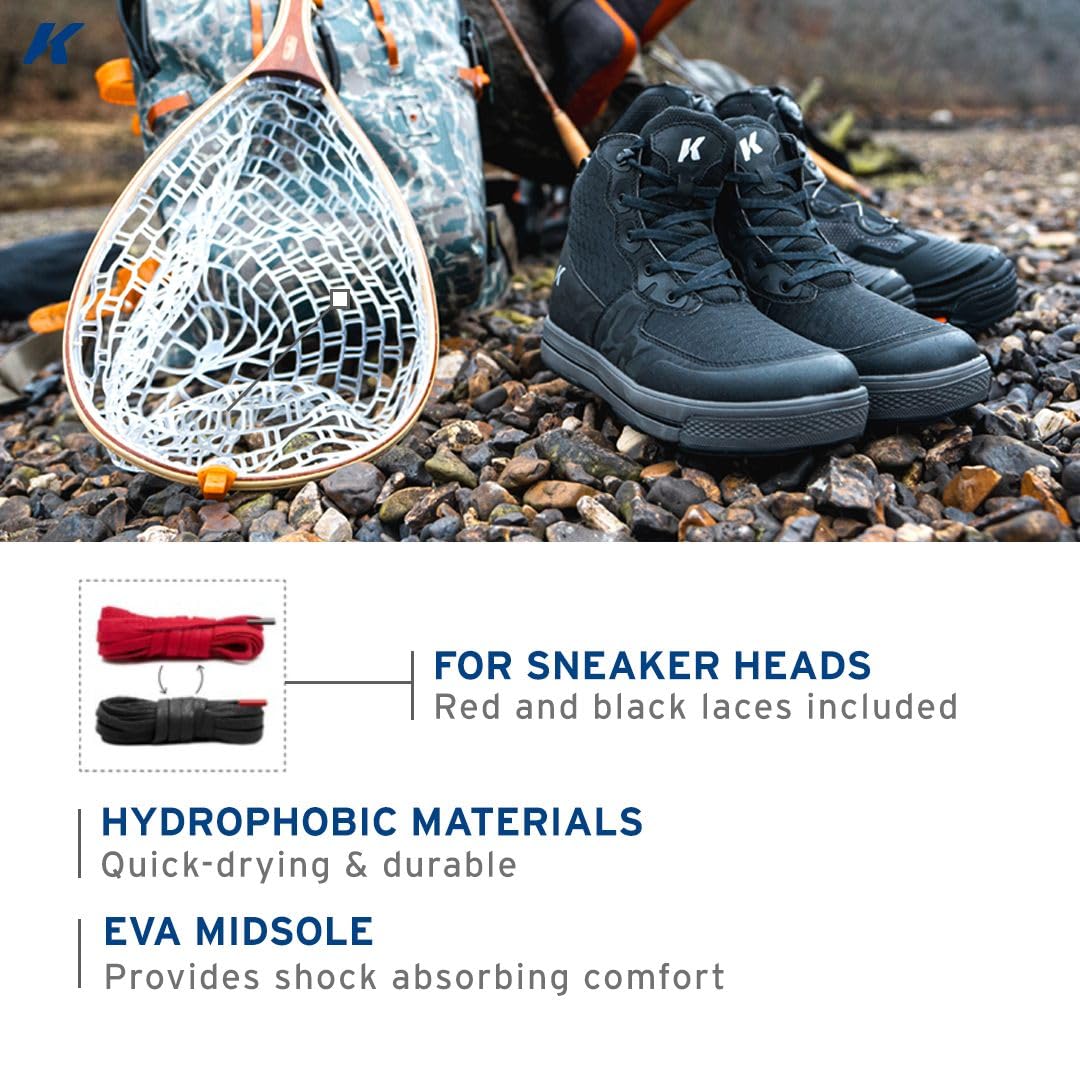 Korkers Men's Stealth Sneaker Wading Boot with Fixed Kling-On Rock Soles