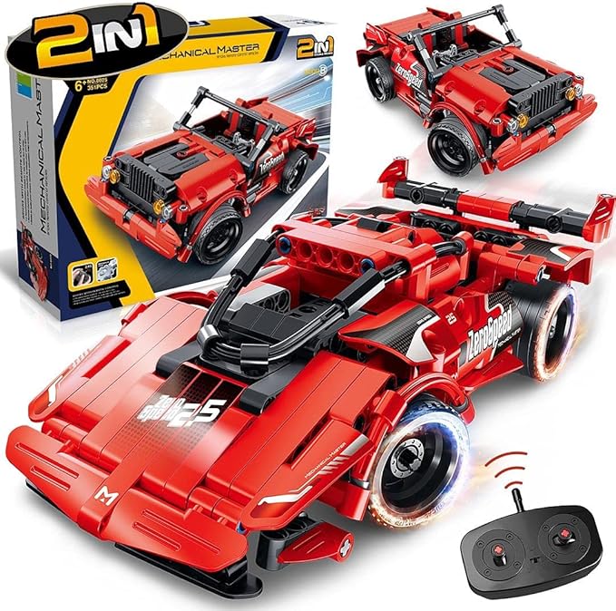 SpringFlower STEM Building Blocks Toys Gifts for Age 6 7 8 9 10 11 12 Boys and Girls DIY Building Bricks STEM Engineering Construction RC ToyRacing Car with Remote Control