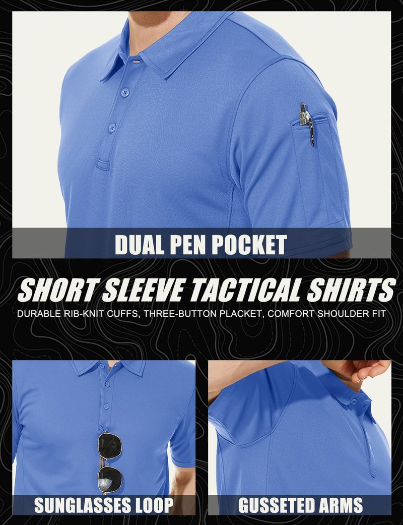 MAGCOMSEN Mens Short Sleeve Golf T Shirts for Men Quick Dry Summer Shirts Golf Polo Shirts for Men Golf Polo Shirts Casual Shirts Work Shirts