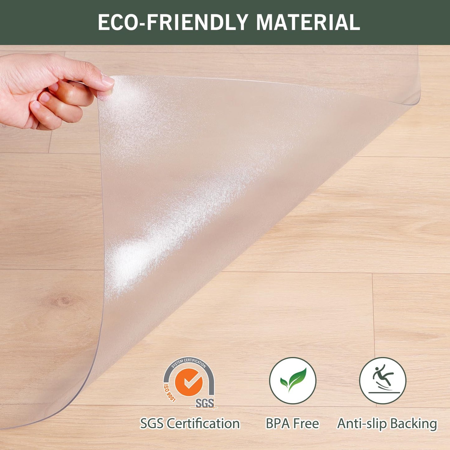 tixpol Plastic Floor Mat for Home, 5' x 7' Waterproof Area Rug for Living Room, Non-Slip Area Rug for Dining Room, Vinyl Floor Protector Mat for Kitchen Entryway - Kids & Pet Friendly (Clear)