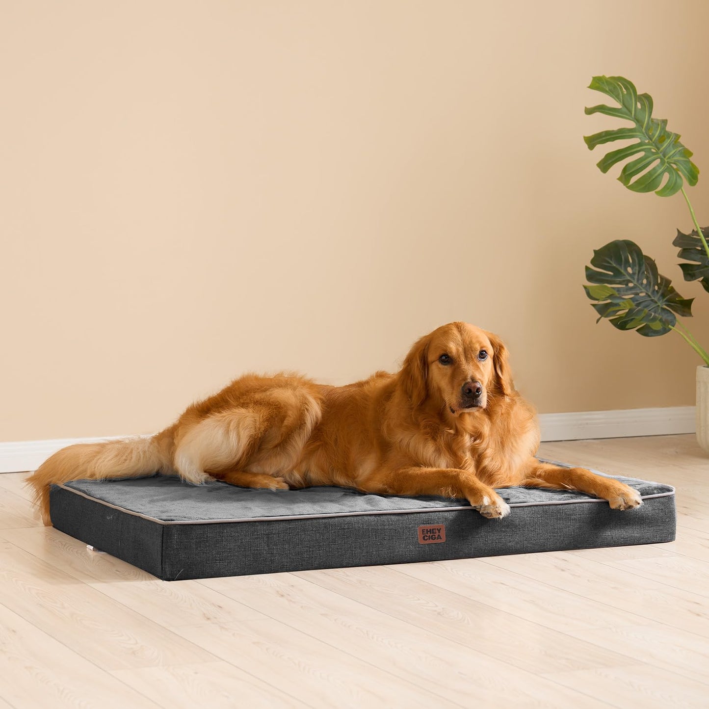 EHEYCIGA XL Orthopedic Dog Bed Mats for Extra Large Dogs 41x27 Inch, Memory Foam Dog Bed for Crate with Washable Removable Cover, Waterproof Pet Mattress with Non-Slip Bottom, Dark Grey