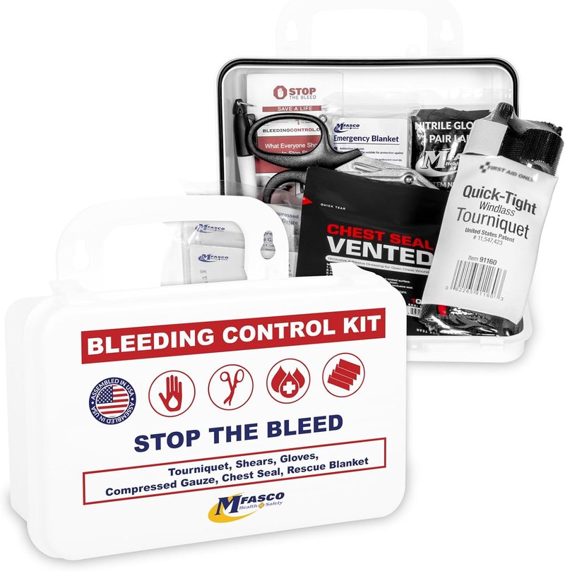 Stop The Bleed 10-Piece Bleeding Control Kit - Tourniquet, Compressed Gauze & Chest Seal | Portable & Easy-to-Open