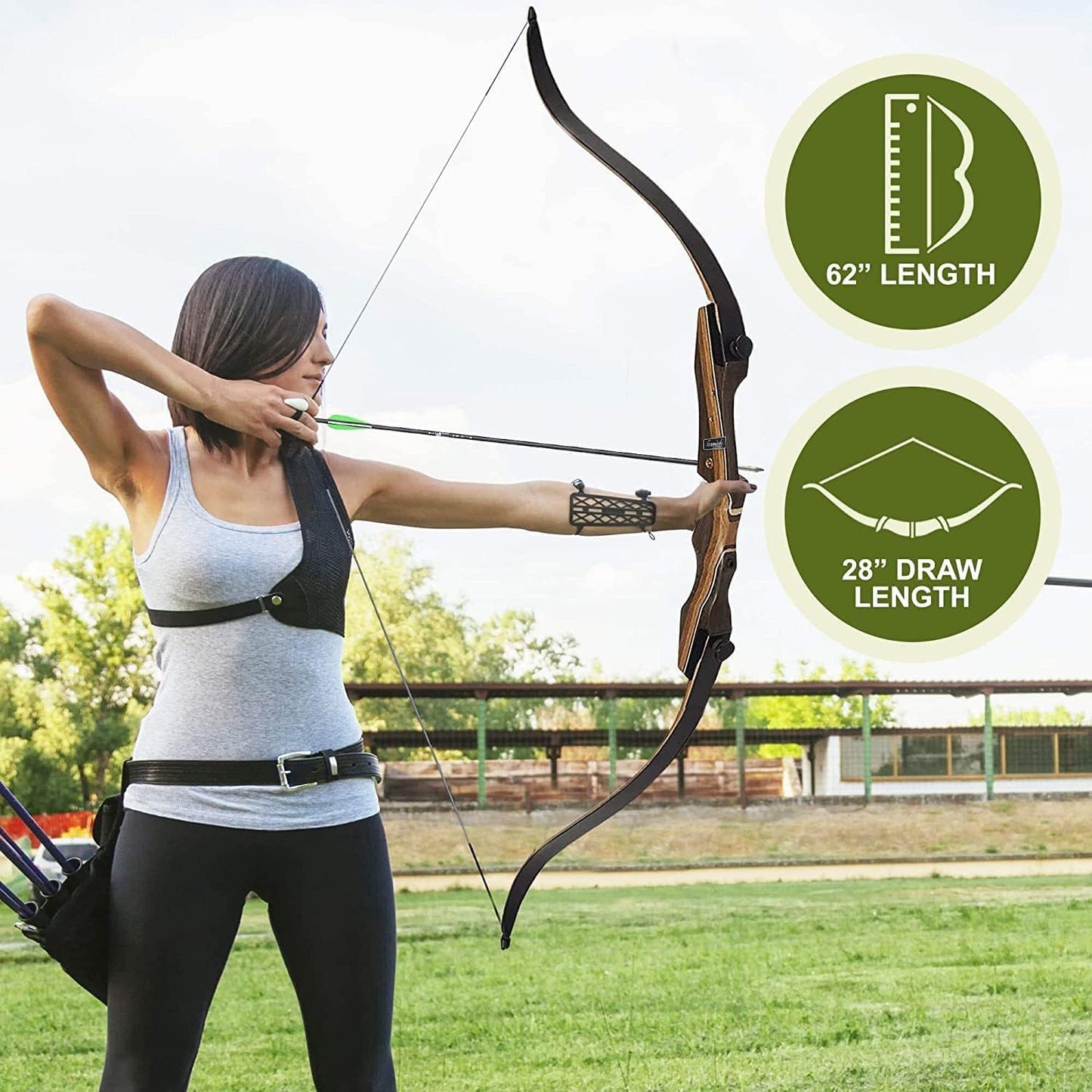 Samick Sage Archery Takedown Recurve Bow 62 inch - Bows for Teens to Adults - Beginners to Advanced, for Hunting & Target Practice, 55LB Draw Weight Left Handed