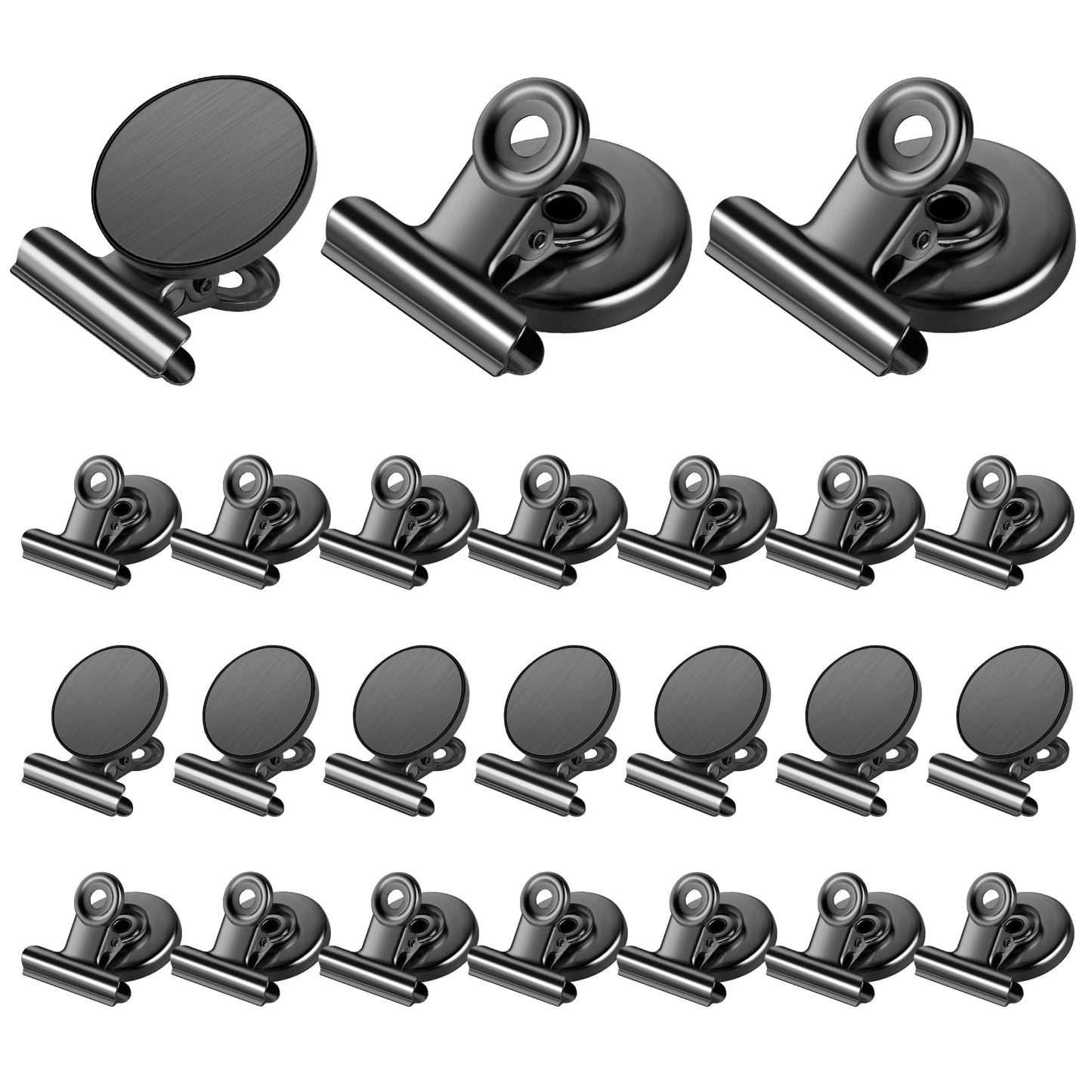 Grtard 24 Pack Magnetic Clips Heavy Duty, Black Magnet Clips for Fridge, Refrigerator Magnets, Strong Magnetic Clip, Scratch Free Magnets with Clip for Whiteboard, Refrigerator, Cruise, Locker