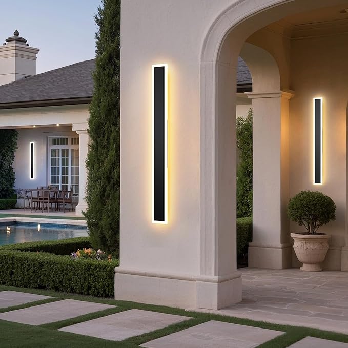 2 Pcs Modern Outdoor Wall Lights 70.8inch Dimmable 3000K-6000K with Remote Control Waterproof IP65 Exterior Long Wall Sconce for House Garage Patio