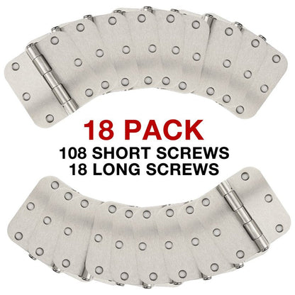 Door Hinge 3 1/2" 18 Pack Rounded Door Hinges Satin/Brushed Nickel 3.5" x 3.5 Inch Hinges for Doors Interior 5/8" Radius Corners Residential Silver Heavy Duty Steel,Reversible Removable Pin Hinge KIW