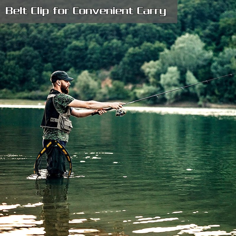 PLUSINNO Fishing Net Fish Floating Landing Net, Kayak Nets with Fixed Foldable Telescopic Pole Handle,Bass Trout Fishing Nets with Nylon Mesh for Pond Lake River,Fishing Gear Gifts for Men Orange 1.0M
