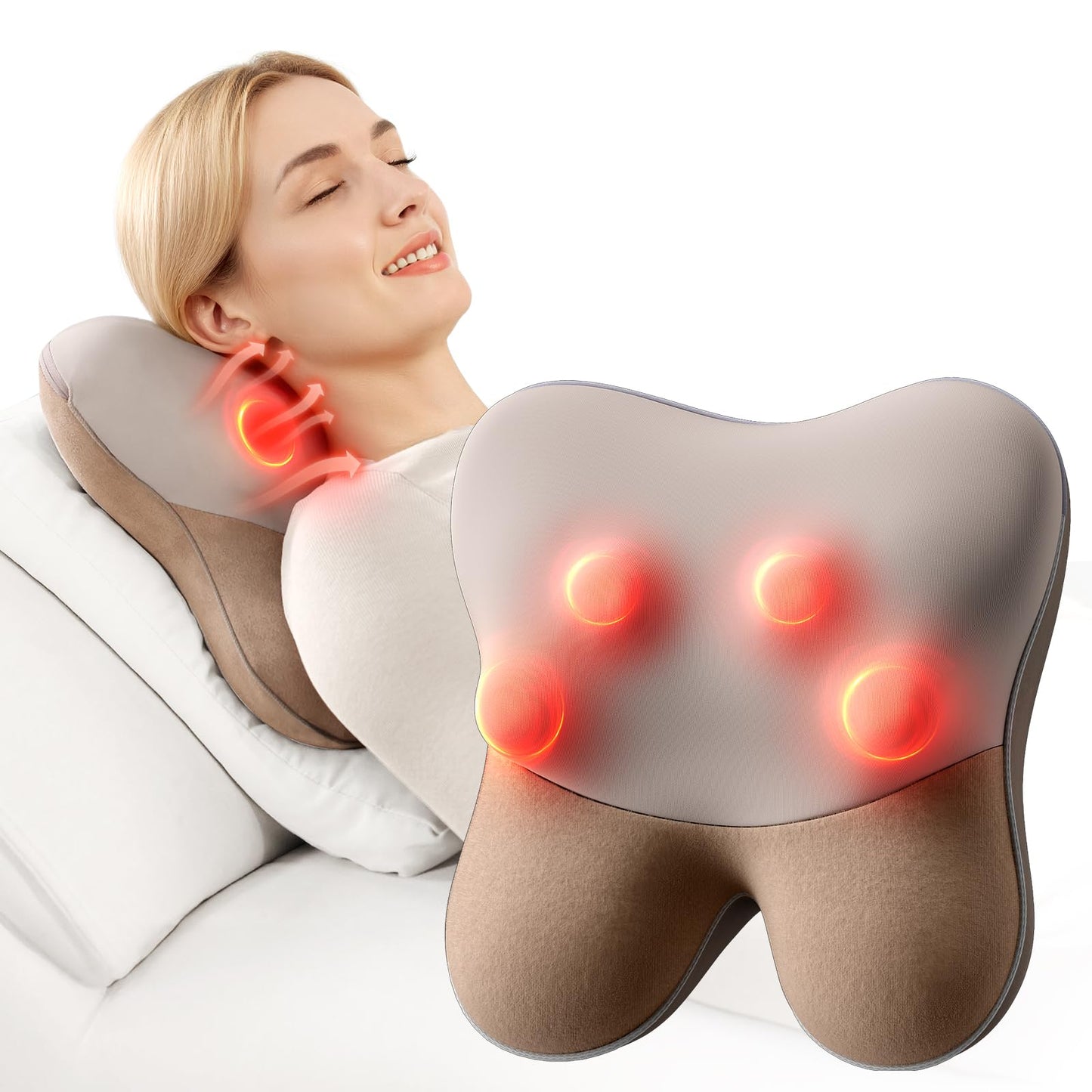 BOB AND BRAD Cordless Back Massager with Heat FSA Eligible HSA Eligible, Shiatsu Neck Massager for Pain Relief Deep Tissue, 3D Kneading Massage Pillow for Pain Relief, Birthday Gifts for Women Men