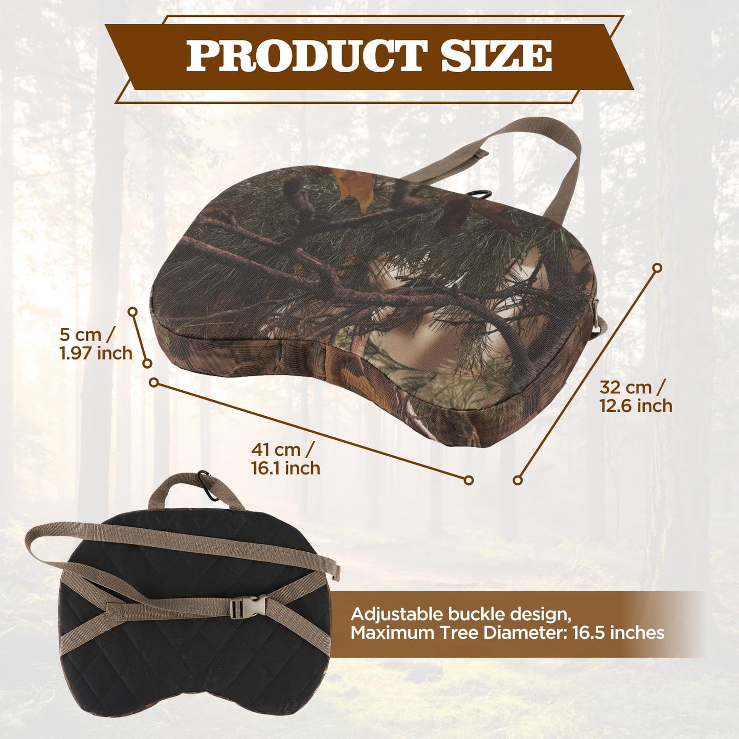 KiKooMall Saddle Hunting Knee Pads,Portable Hunting Seat Cushion,Tree Saddle Hunting seat Pad Accessories Kit,Lightweight Outdoor Cushion for Hunting,Camping,Stadium,Fishing