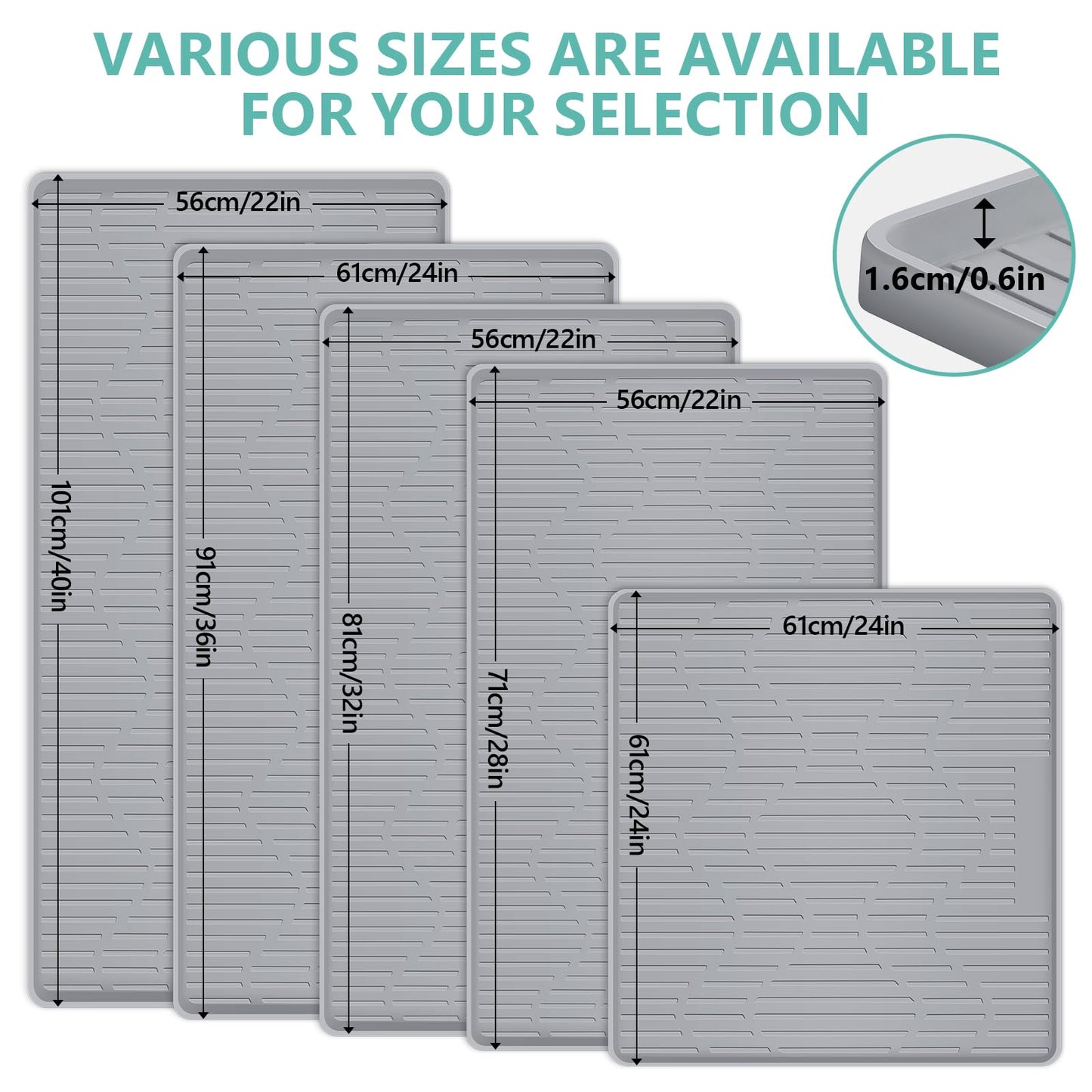 Lanstics 24" x 24" Under Sink Mat for Kitchen Lanstics Under Sink Organizer Waterproof Raised Edge Silicone Mat Sink Protector Silicone Organizers Tray for Kitchen Bathroom