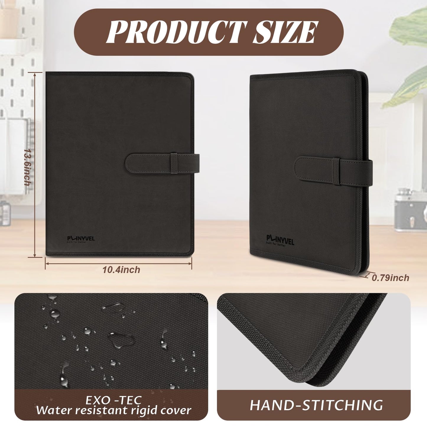 Plinyvel Travel Sketch Case & Cover: Leather Organizer Fits 5.5x8.5 Sketch Book & Spiral Pad | All-in-One Art Kit with Pencil Holder | Compact for Artists, Beginners & Travel (Black)
