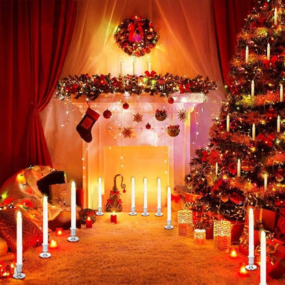 YAUNGEL Window Candles, 6 Pack LED Battery Operated Christmas Candles for Windows with Remote Electric Candle Lights with Removable Candle Holders Suction Cups for Christmas Decorations, Silver