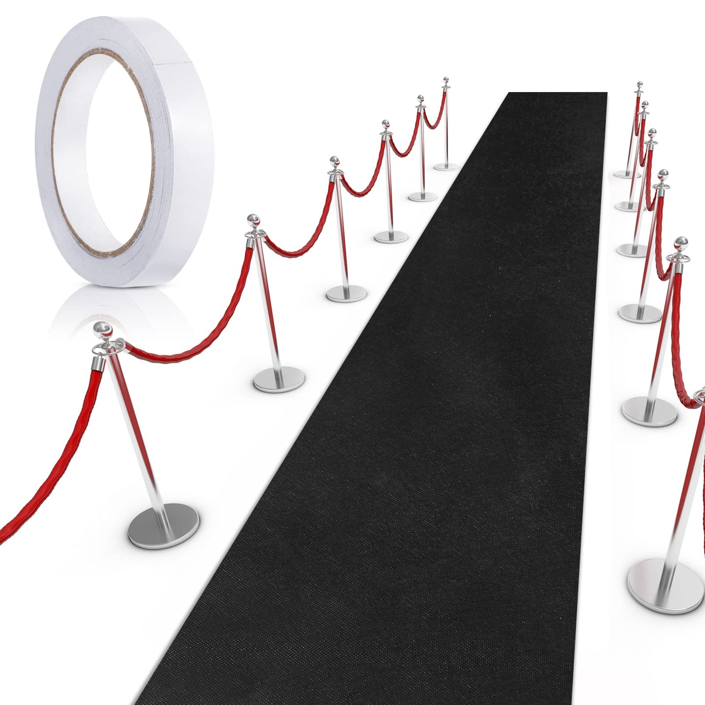 Shappy Black Carpet Runner Rug for Party 55gsm Black Runner for Prom Thickness with Carpet Tape Hallway Rug for Graduate Wedding Party Dance Floor Outdoor Accessories (4 x 16.4 Feet)