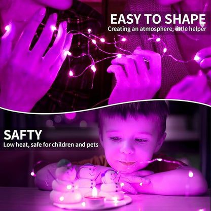pozzolanas 24 Pack Pink Fairy Lights Battery Operated 3 Modes 7FT 20 LED Waterproof String Lights Twinkle Silver Wire for Mason Jars Wedding Christmas Halloween Party Decor (24, Pink)