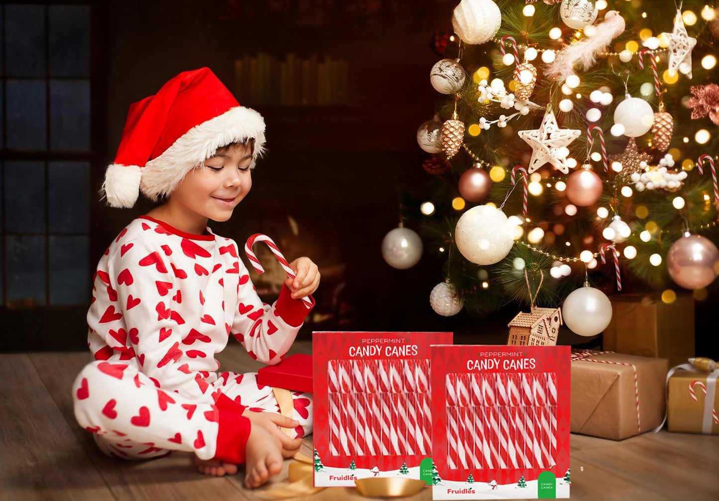 Fruidles 48-Pack Christmas Candy Canes Suckers, Peppermint Flavor, Individually Wrapped (48-Pack)