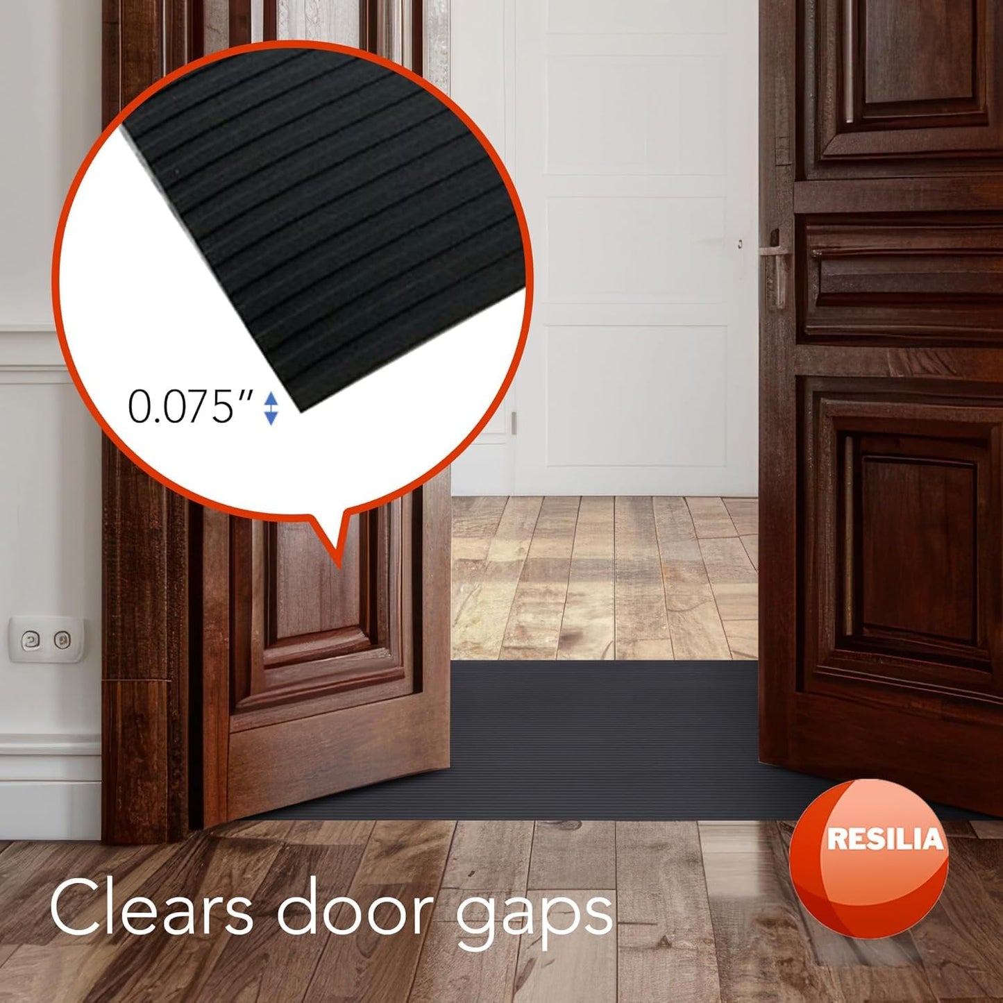 RESILIA Black Plastic Floor Runner - Embossed Wide Rib Waterproof Vinyl, Heavy Duty Protector Mat for Indoor Hardwood, Hard Floors, Garage, Entryway, Kitchen, & Outdoor Use, 15" x 48", Made in USA