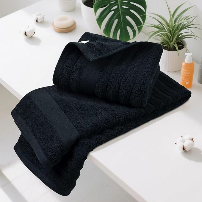 Jacquotha 2-Pack Bathroom Hand Towels Ribbed – Guest Room & Spa Premium Cotton