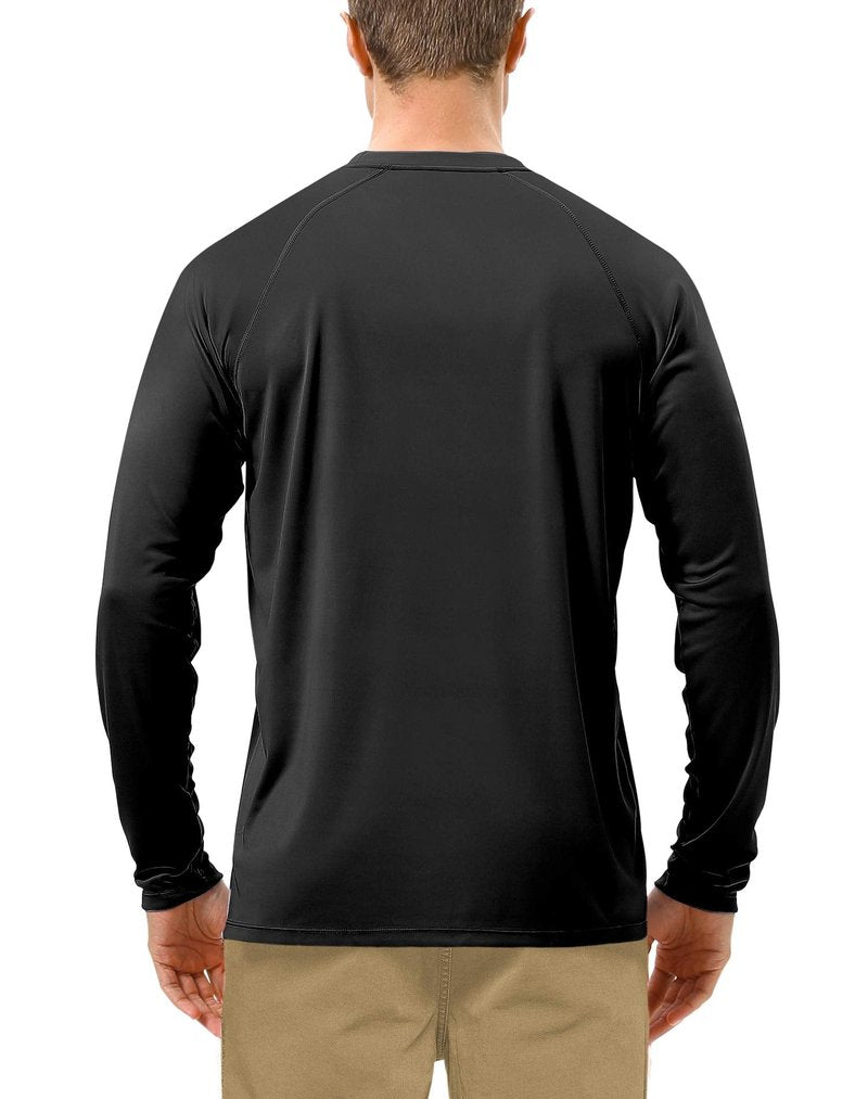 Roadbox Mens UPF 50+ UV Sun Protection Shirts Outdoor Long Sleeve SPF Diving Rash Guard for Fishing Hiking Swimming Black