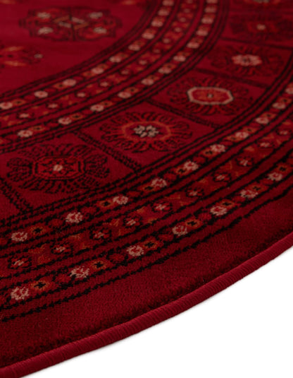 Rugs.com Bokhara Collection Rug – 5 Ft Round Red Medium-Pile Rug Perfect for Kitchens, Dining Rooms