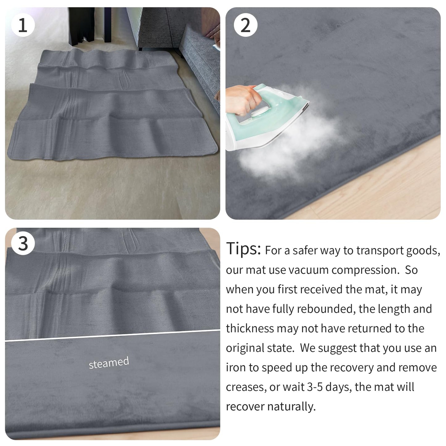 Huloo Sleep Baby Play Mat for Floor,1.3" Thick Elasti-Foam 50"×50" Playpen Mat for Tummy Time,Non-Toxic Certified Water Repellent Soft Coral Velvet for Toddler,Infant,Kids,Non-Slip Backing Safe for Crawling(Dark Grey)
