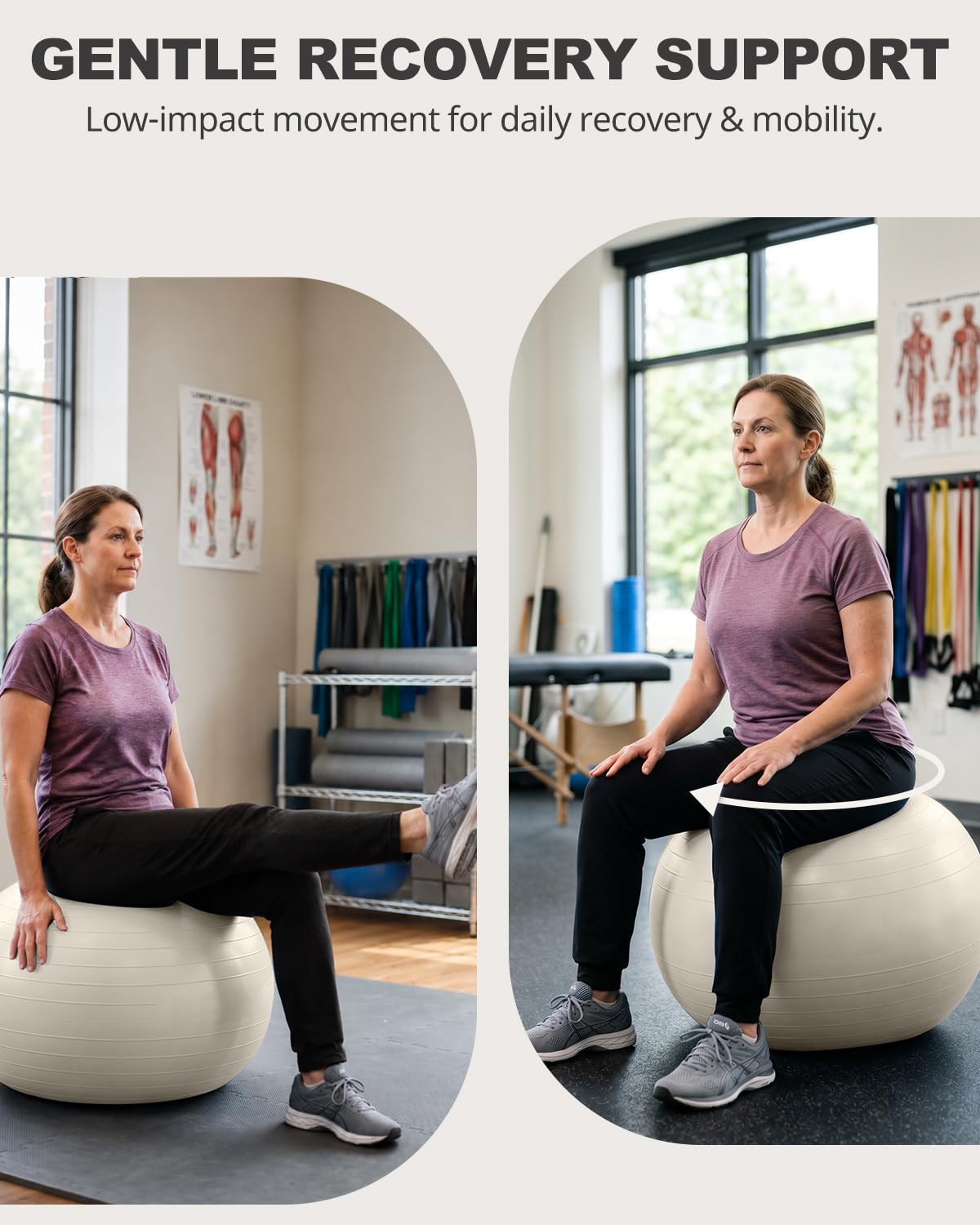 Trideer Exercise Ball for Yoga, Pilates & Fitness – Stability Ball Equipment for Home Gym & Office Chair, Core & Balance Training Accessories, Physical Therapy Equipment, Quick Pump Included, 5 Sizes