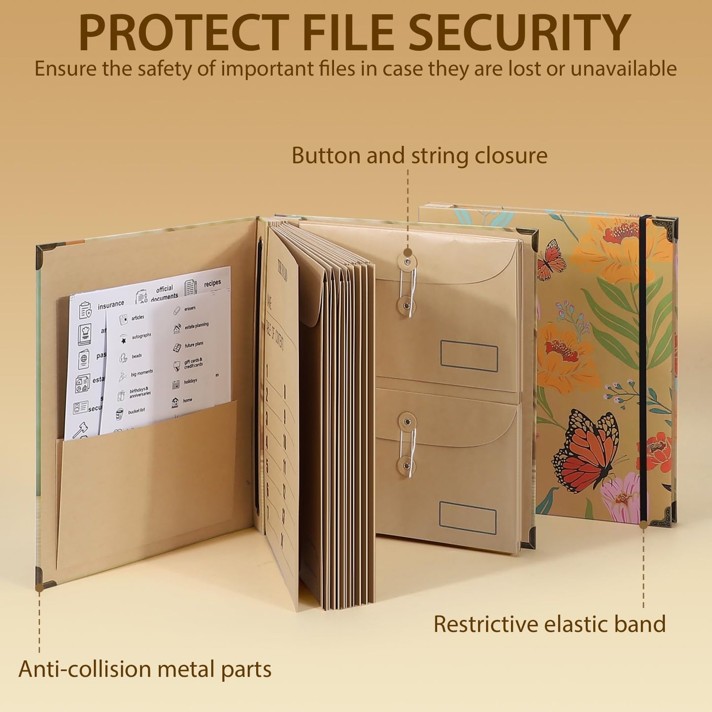 Important Document Organizer, Expanding File Folder for Important Papers, Emergency Binder, Birth Certificates, Social Security Cards, and Passports, Anti-Lost Binders, Graduation Gifts