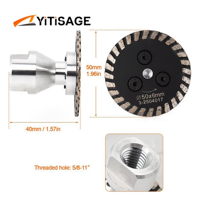 YITISAGE Diamond Turbo Mini Engraving Saw Blades with RemovabIe Flange 5/8-11 Cutting Disc for Carving Concrete Marble Granite Stone（50mm）