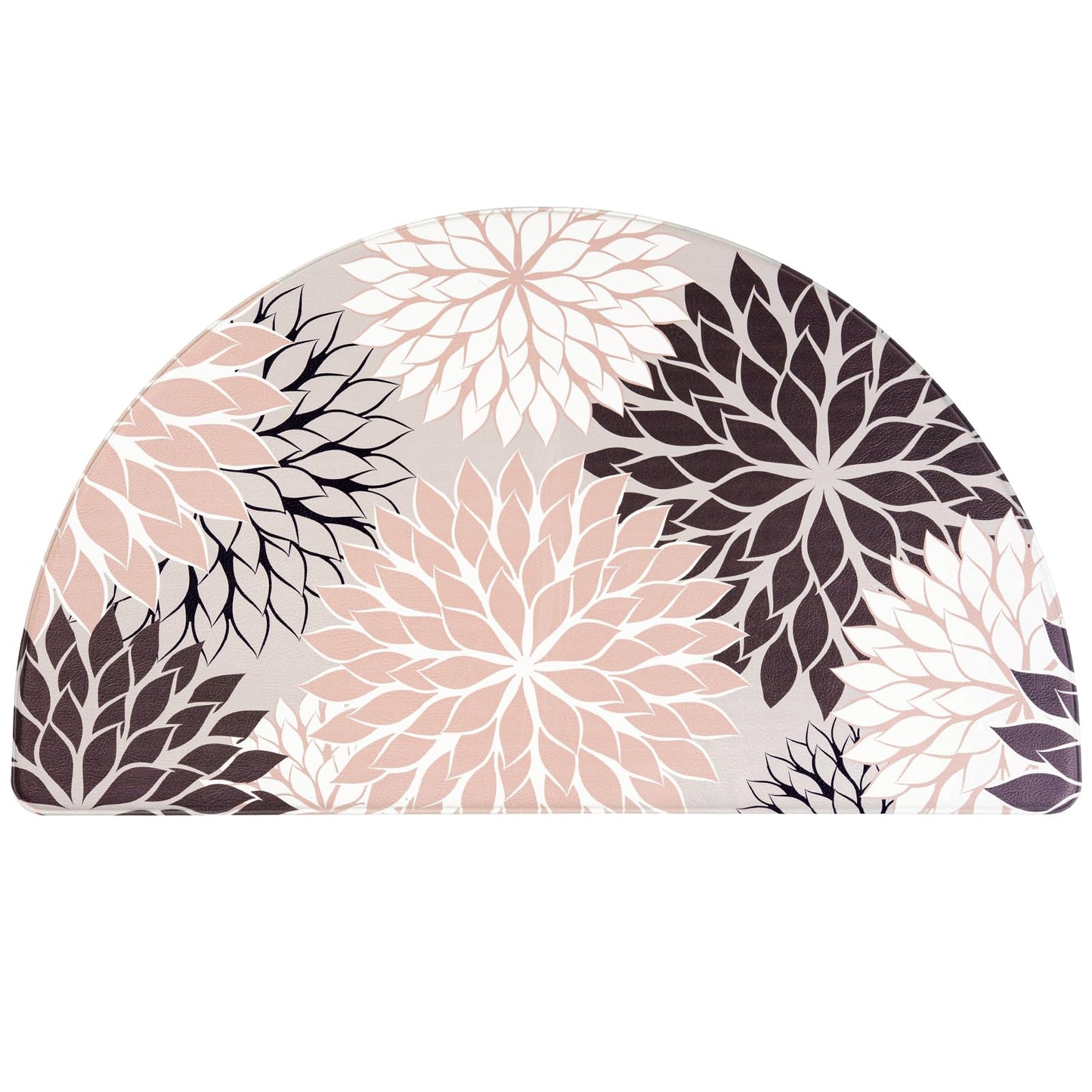 CHICNOOK Half Circle Kitchen Mat for Floor, Red Dahlia Floral Kitchen Rug
