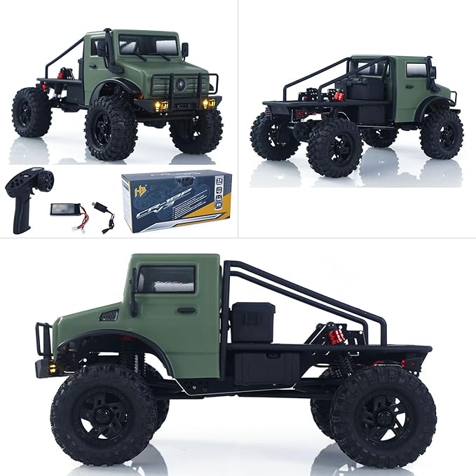 CR18P V3 THunter 1/18 RC Climbing Car 2.4G Wireless Control 4WD Rock Crawler Car Brushless Motor ESC RTR LED Lights Hobby Grade Model for Adult(Matte Green)