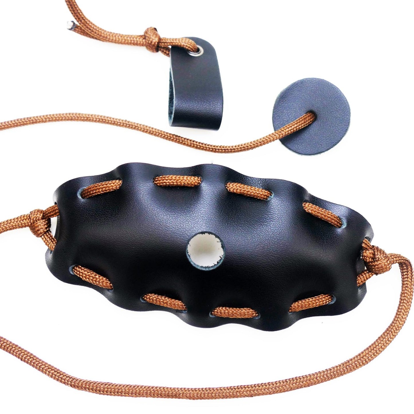 2 Packs Leather Shepherd Sling Handmade Paracord Shepherds Sling Rock Thrower Old-Fashioned Slingshot Dog Ball Launcher